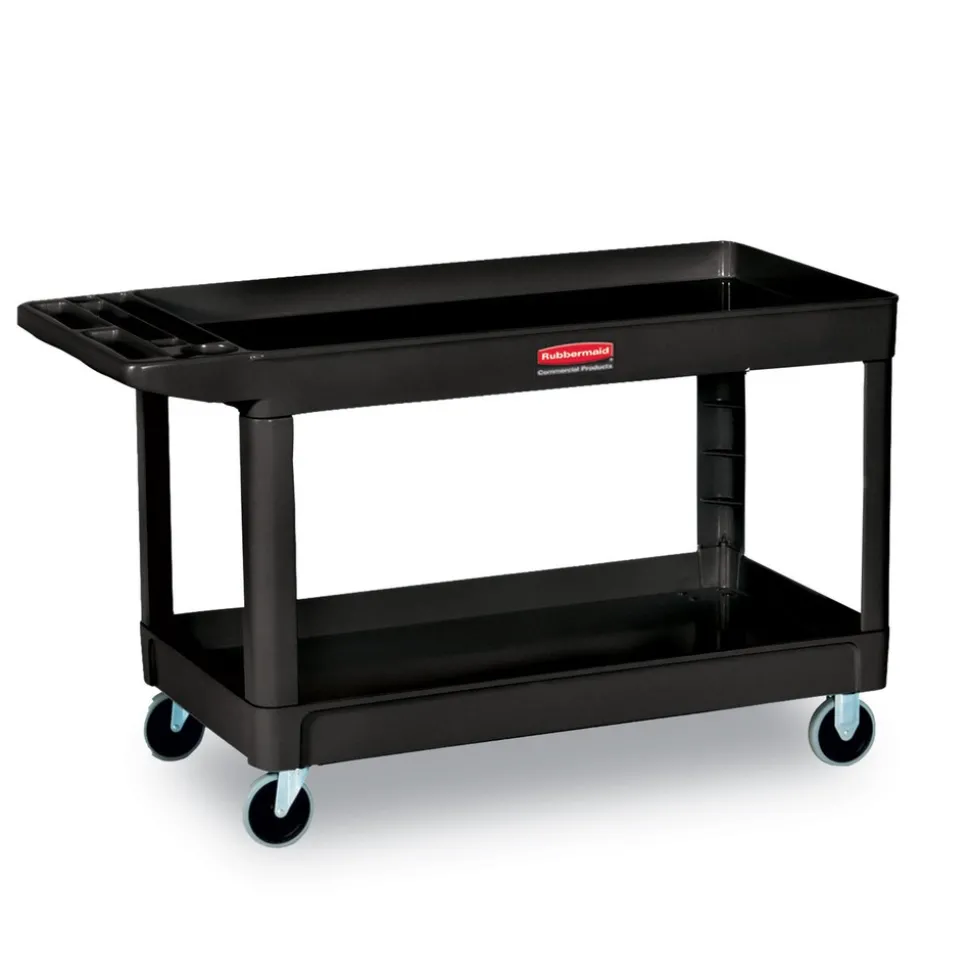 Rubbermaid Commercial 2 Shelves Plastic 500 lbs. Capacity 24 in. x 40 in. x 31.25 in. Service/Utility Carts - Black