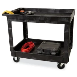 Rubbermaid Commercial 2 Shelves Plastic 500 lbs. Capacity 24 in. x 40 in. x 31.25 in. Service/Utility Carts - Black
