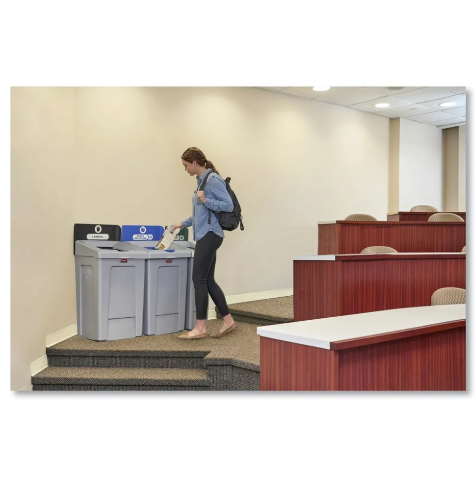 Rubbermaid Commercial 2171554 Slim Jim 33 gal 1-Stream Landfill Resin Recycling Station - Gray