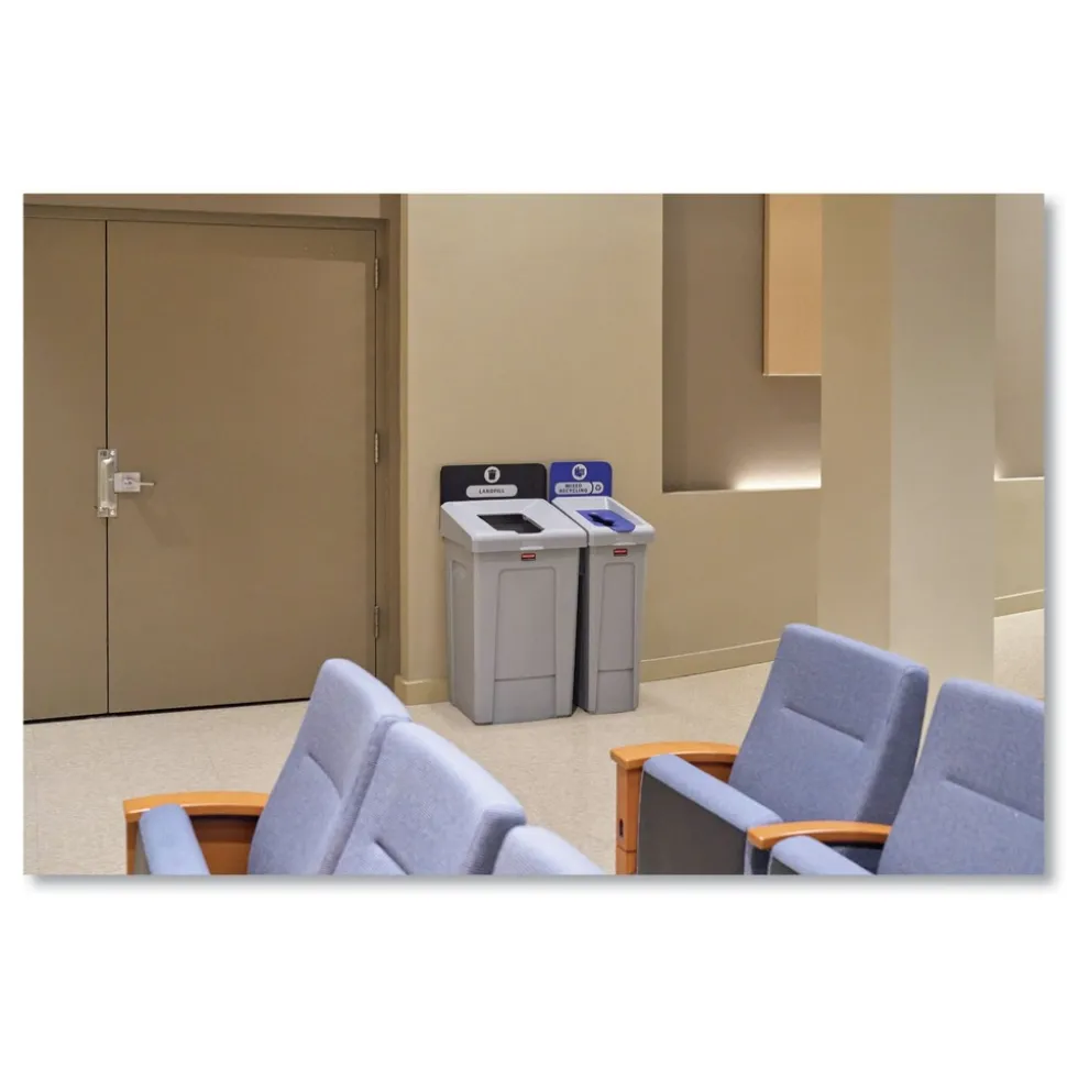 Rubbermaid Commercial 2171554 Slim Jim 33 gal 1-Stream Landfill Resin Recycling Station - Gray