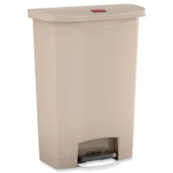 Rubbermaid Commercial 1883552 Streamline 24-Gallon Resin Front Step Style Step-On Container - Beige