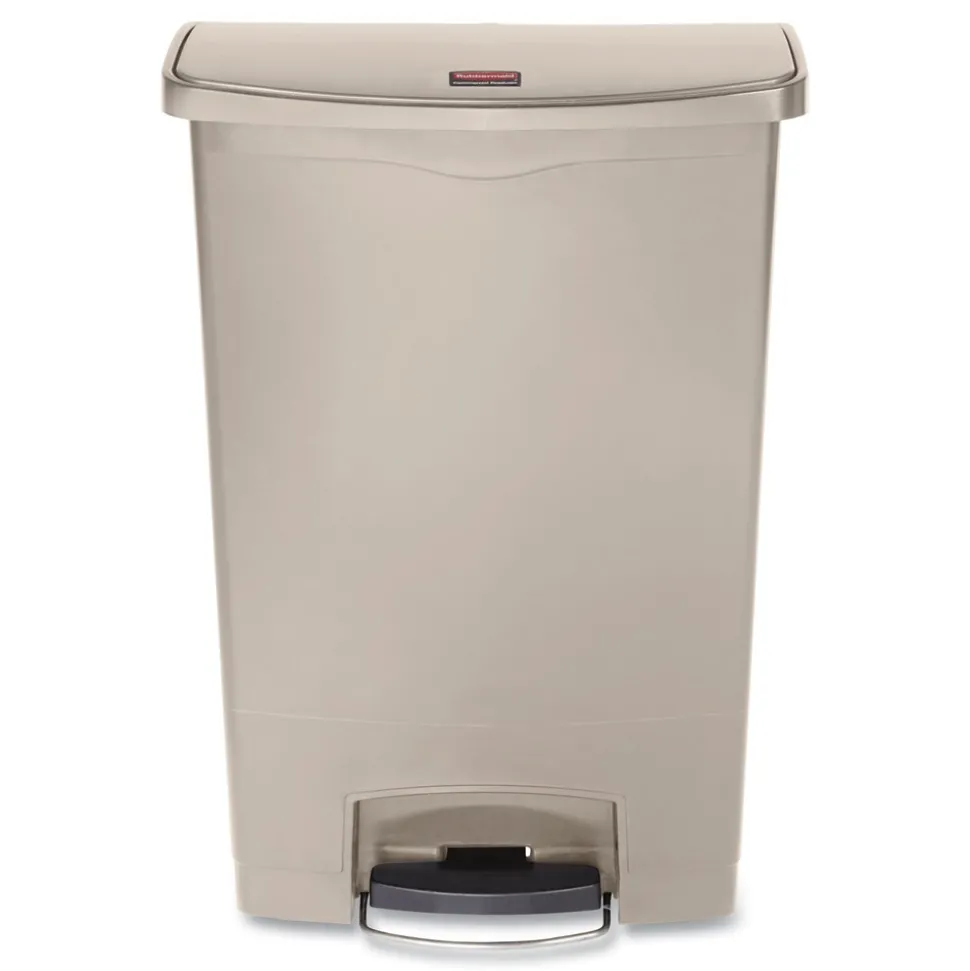 Rubbermaid Commercial 1883552 Streamline 24-Gallon Resin Front Step Style Step-On Container - Beige