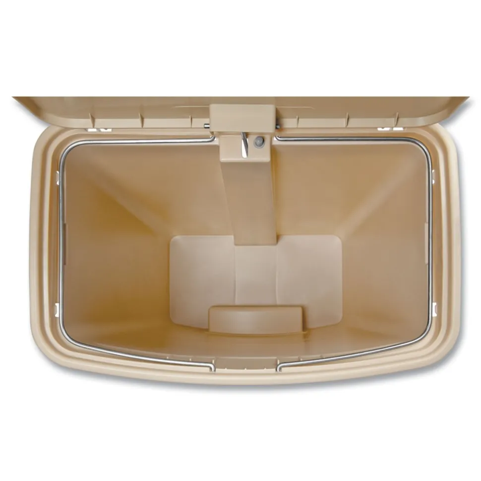 Rubbermaid Commercial 1883552 Streamline 24-Gallon Resin Front Step Style Step-On Container - Beige