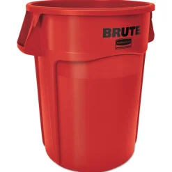 Rubbermaid Commercial BRUTE 44 Gallon Vented Plastic Round Container - Red