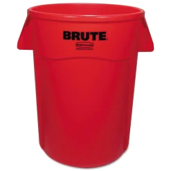 Rubbermaid Commercial BRUTE 44 Gallon Vented Plastic Round Container - Red