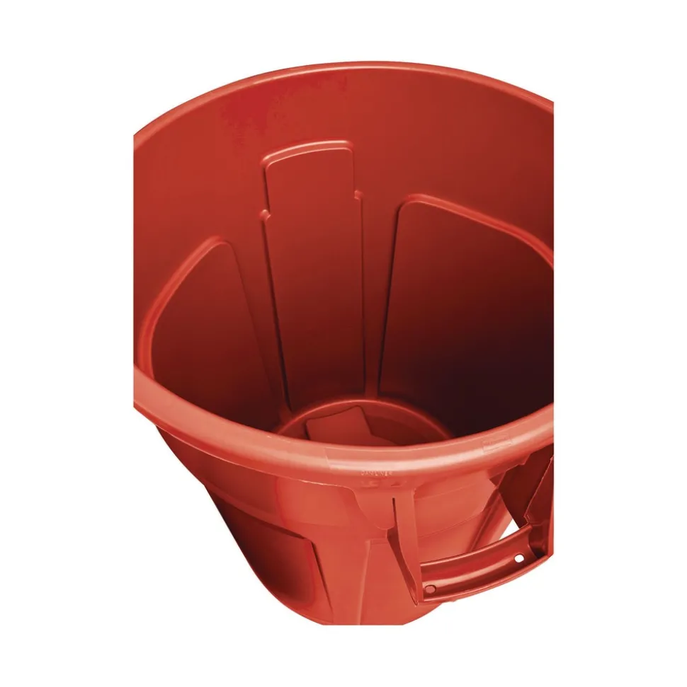 Rubbermaid Commercial BRUTE 44 Gallon Vented Plastic Round Container - Red