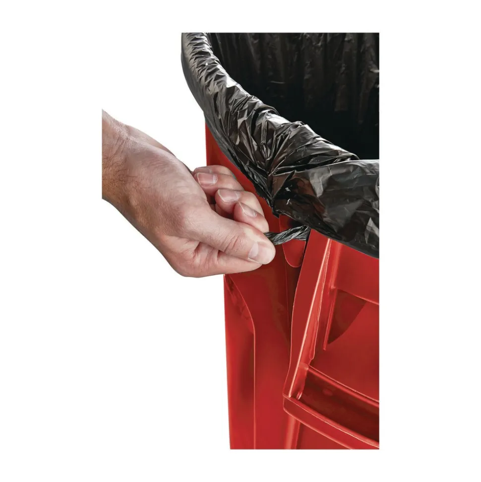 Rubbermaid Commercial BRUTE 44 Gallon Vented Plastic Round Container - Red