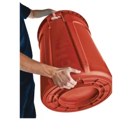 Rubbermaid Commercial BRUTE 44 Gallon Vented Plastic Round Container - Red