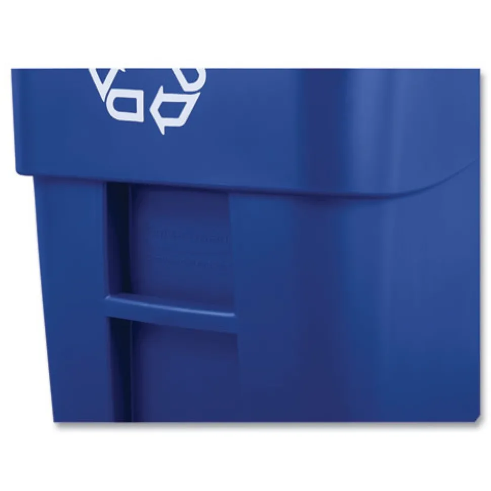 Rubbermaid Commercial Brute 50-Gallon Square Recycling Rollout Container - Blue