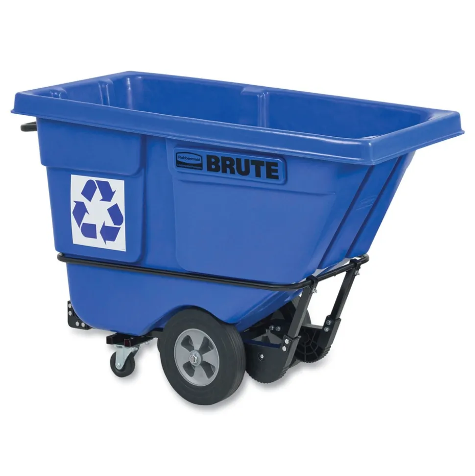 Rubbermaid Commercial BRUTE 1,250 lb Capacity 1 cu. Yd. Plastic/Steel Frame Rotomolded Recycling Tilt Truck - Blue