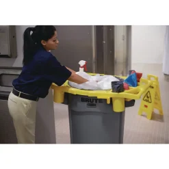 Rubbermaid Commercial 4-Compartment Standard Rim Caddy for Brute 32-1/2 in. Diameter Cans - Yellow