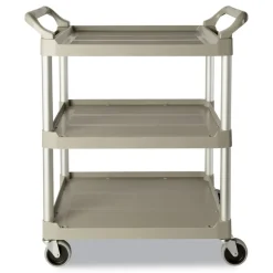 Rubbermaid Commercial Economy 3-Shelf Plastic Cart - Platinum