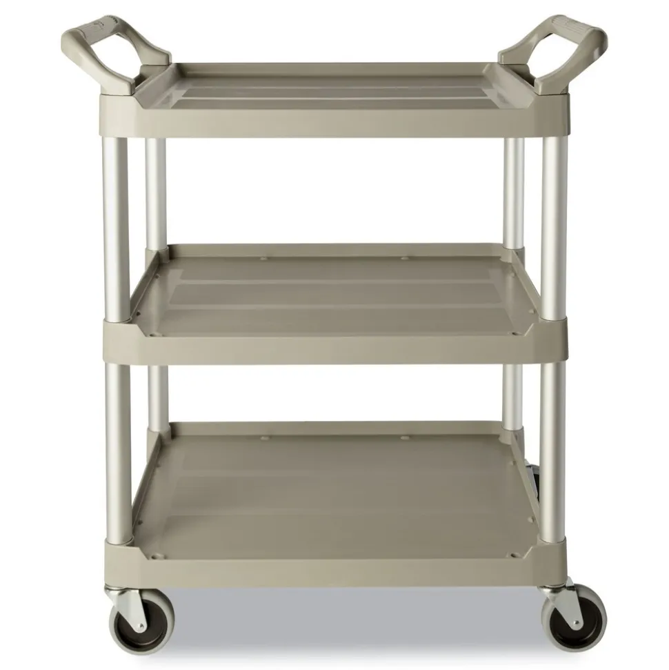 Rubbermaid Commercial Economy 3-Shelf Plastic Cart - Platinum