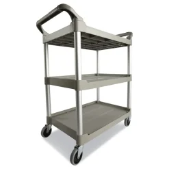 Rubbermaid Commercial Economy 3-Shelf Plastic Cart - Platinum