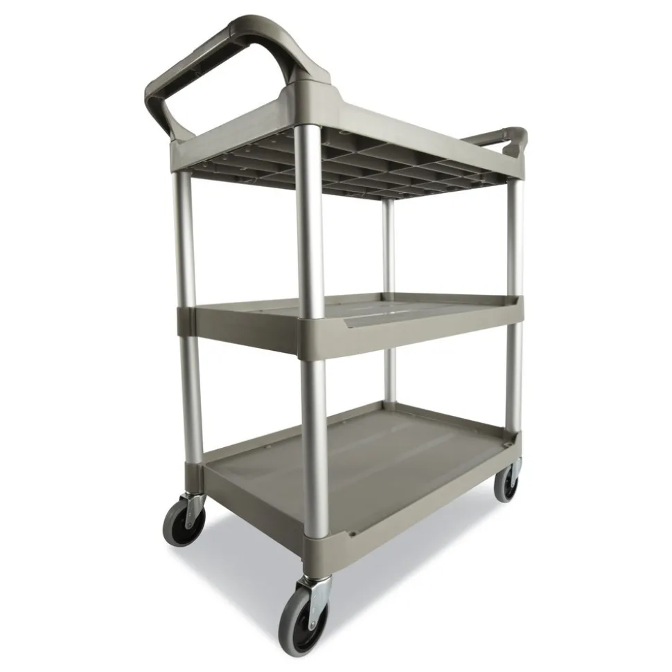 Rubbermaid Commercial Economy 3-Shelf Plastic Cart - Platinum