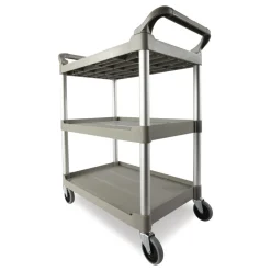 Rubbermaid Commercial Economy 3-Shelf Plastic Cart - Platinum