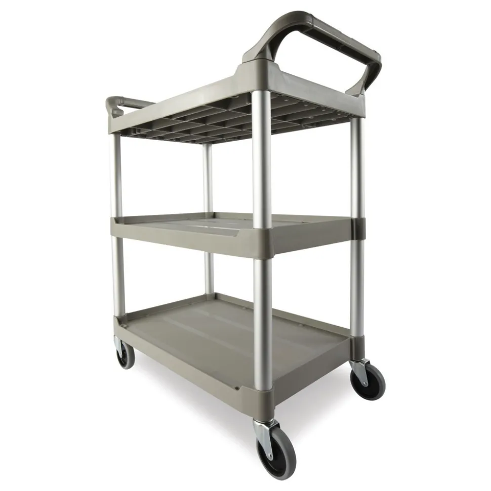 Rubbermaid Commercial Economy 3-Shelf Plastic Cart - Platinum