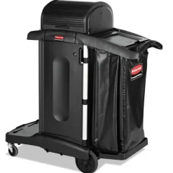 Rubbermaid Commercial Executive High Security 23.1 in. x 39.6 in. x 27.5 in. Janitorial Cleaning Cart - Black