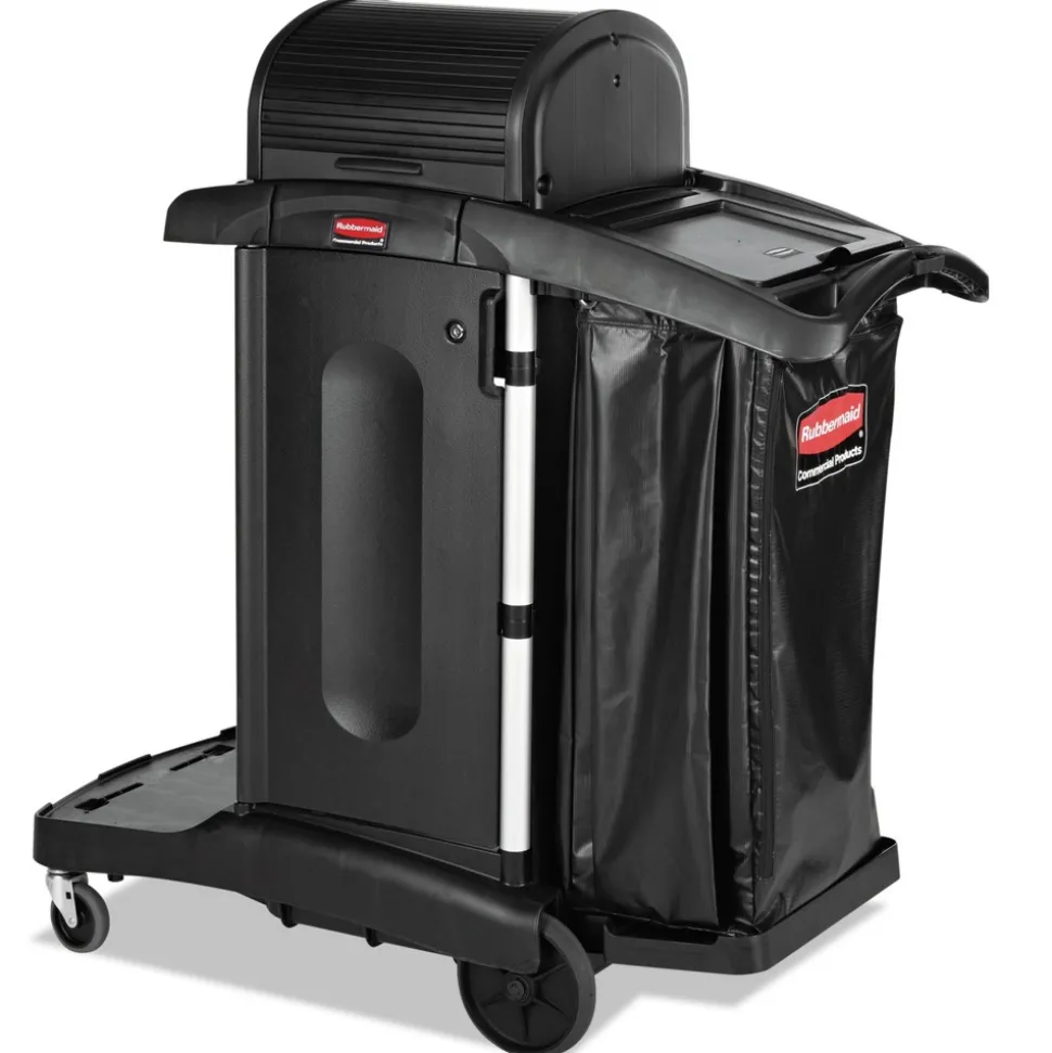 Rubbermaid Commercial Executive High Security 23.1 in. x 39.6 in. x 27.5 in. Janitorial Cleaning Cart - Black