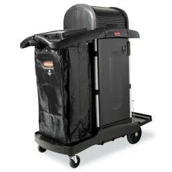 Rubbermaid Commercial Executive High Security 23.1 in. x 39.6 in. x 27.5 in. Janitorial Cleaning Cart - Black