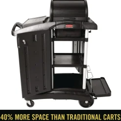 Rubbermaid Commercial Executive High Security 23.1 in. x 39.6 in. x 27.5 in. Janitorial Cleaning Cart - Black