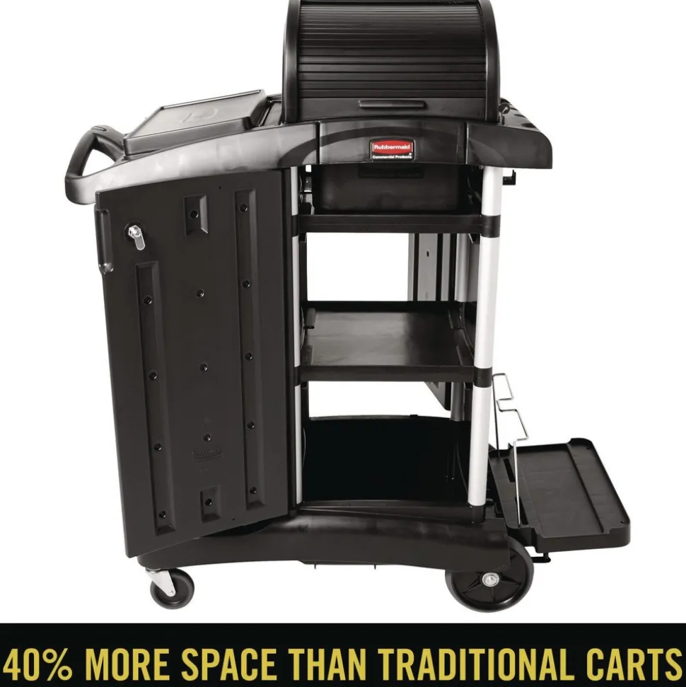 Rubbermaid Commercial Executive High Security 23.1 in. x 39.6 in. x 27.5 in. Janitorial Cleaning Cart - Black