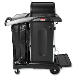 Rubbermaid Commercial Executive High Security 23.1 in. x 39.6 in. x 27.5 in. Janitorial Cleaning Cart - Black