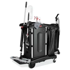 Rubbermaid Commercial Executive High Security 23.1 in. x 39.6 in. x 27.5 in. Janitorial Cleaning Cart - Black
