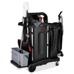 Rubbermaid Commercial Executive High Security 23.1 in. x 39.6 in. x 27.5 in. Janitorial Cleaning Cart - Black