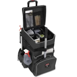 Rubbermaid Commercial Executive 14.25 in. x 16.5 in. x 25 in. 16-Compartment Quick Cart - Dark Gray