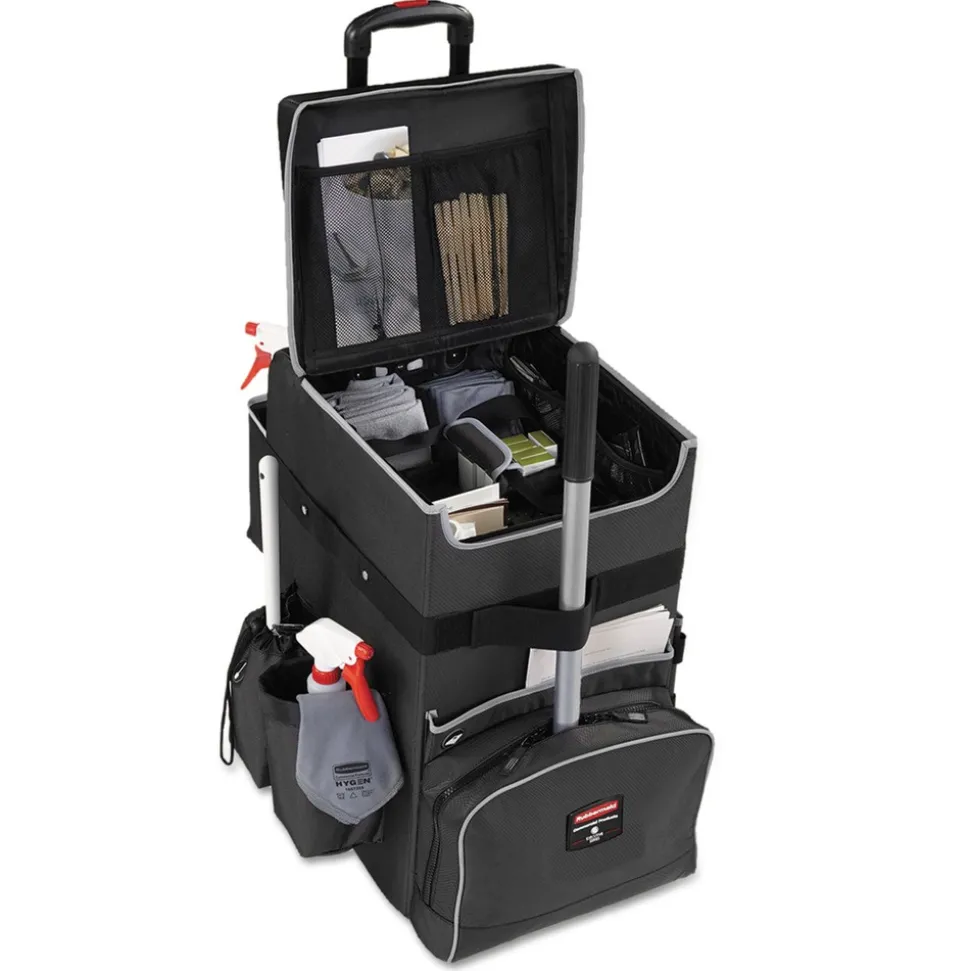 Rubbermaid Commercial Executive 14.25 in. x 16.5 in. x 25 in. 16-Compartment Quick Cart - Dark Gray