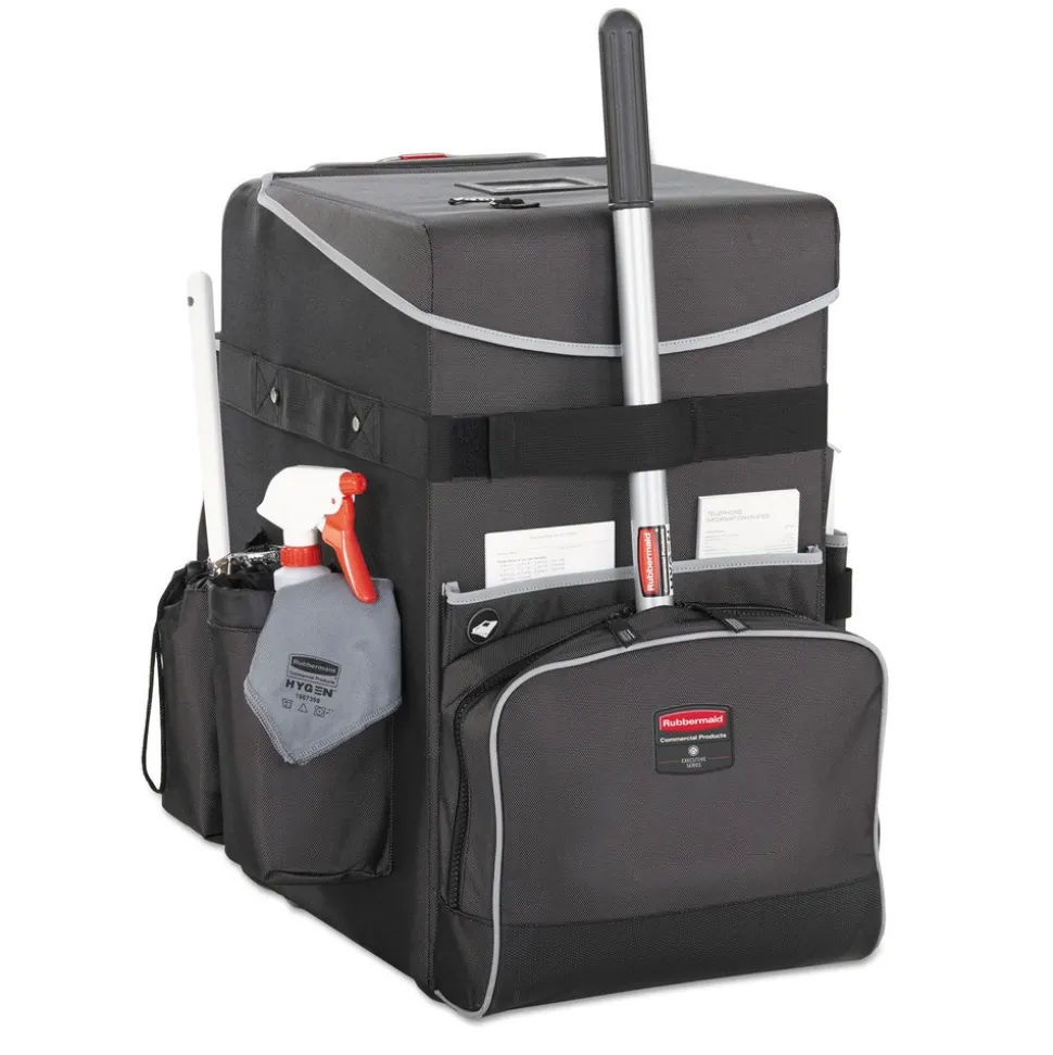 Rubbermaid Commercial Executive 14.25 in. x 16.5 in. x 25 in. 16-Compartment Quick Cart - Dark Gray