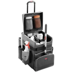Rubbermaid Commercial Executive 14.25 in. x 16.5 in. x 25 in. 16-Compartment Quick Cart - Dark Gray