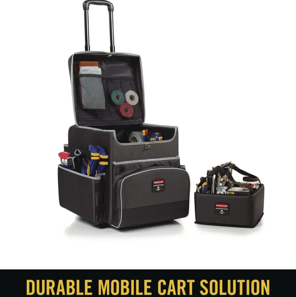 Rubbermaid Commercial Executive 14.25 in. x 16.5 in. x 25 in. 16-Compartment Quick Cart - Dark Gray