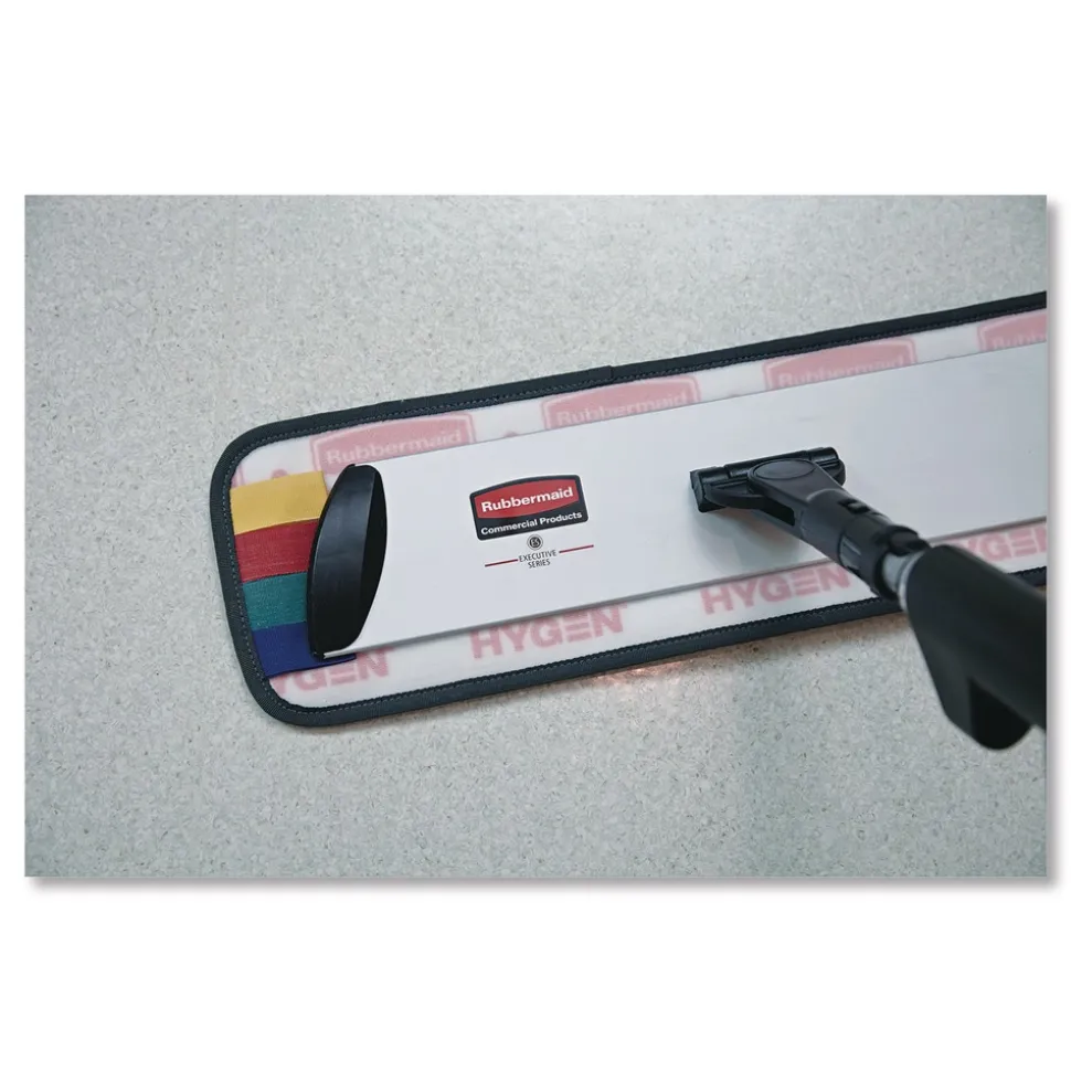 Rubbermaid Commercial Executive 17 in. x 3.5 in. Microfiber Single-Sided Flat Mop Frame - Black/Silver