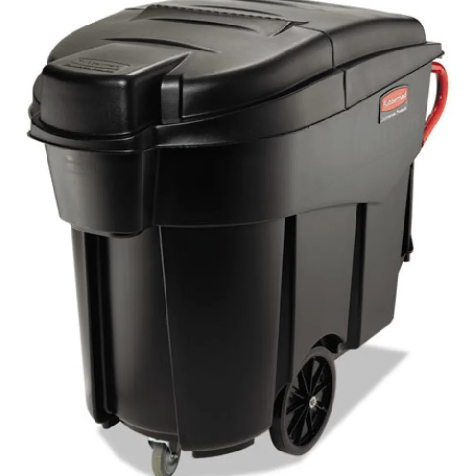 Rubbermaid Commercial Executive Series Mega Brute 120 Gallon Plastic Rectangular Mobile Container - Black