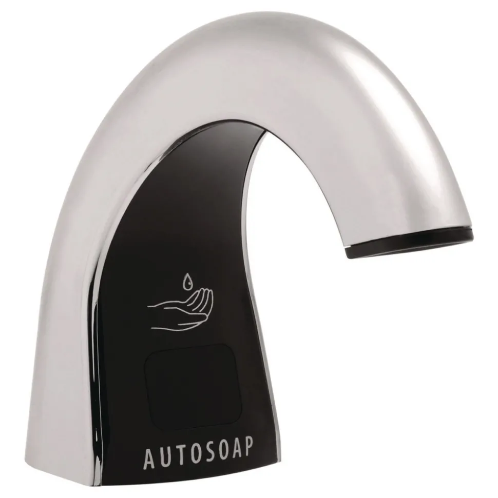 Rubbermaid Commercial FG401310 TC OneShot 1600 mL 6.8 in. x 9.8 in. x 13.8 in. Dispenser - Polished Chrome/Black