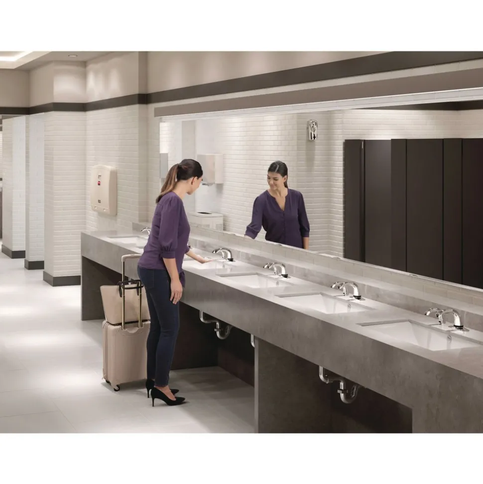 Rubbermaid Commercial FG401310 TC OneShot 1600 mL 6.8 in. x 9.8 in. x 13.8 in. Dispenser - Polished Chrome/Black