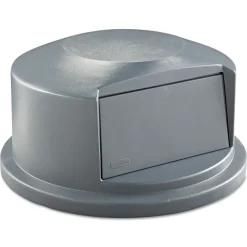 Rubbermaid Commercial FG264788GRAY 24.81 in. Diameter x 12.63 in. Round BRUTE Dome Top Receptacle Push Door for 44 Gallon Containers - Gray