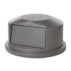 Rubbermaid Commercial FG264788GRAY 24.81 in. Diameter x 12.63 in. Round BRUTE Dome Top Receptacle Push Door for 44 Gallon Containers - Gray