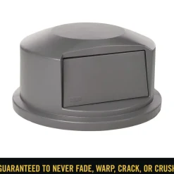Rubbermaid Commercial FG264788GRAY 24.81 in. Diameter x 12.63 in. Round BRUTE Dome Top Receptacle Push Door for 44 Gallon Containers - Gray
