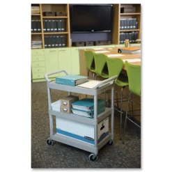Rubbermaid Commercial FG342488OWHT 200 lbs. Capacity 3 Shelf Service Cart - Off White