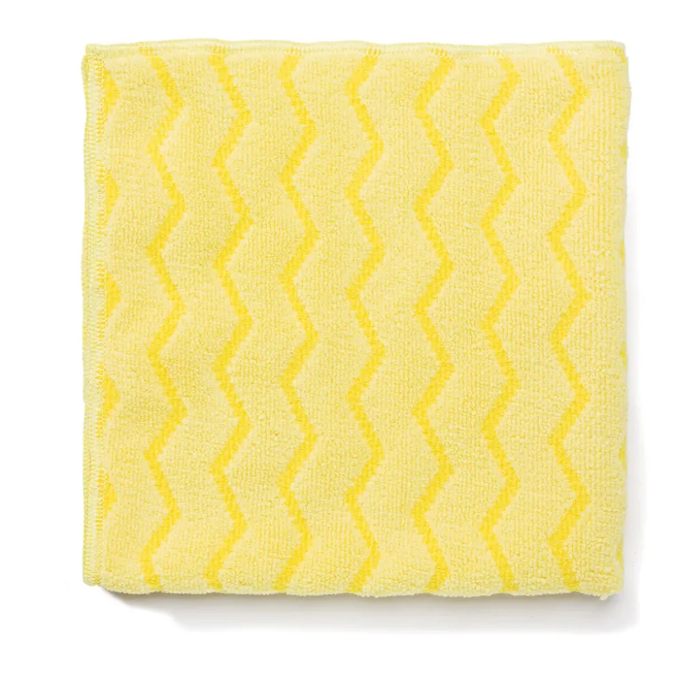 Rubbermaid Commercial FGQ61000YL00 16 in. x 16 in. Microfiber Reusable Cleaning Cloths - Yellow (12/Carton)