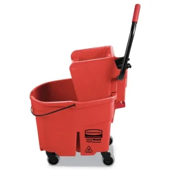 Rubbermaid Commercial FG758888RED WaveBrake 2.0 35 qt. Side-Press Plastic Bucket/Wringer Combos - Red