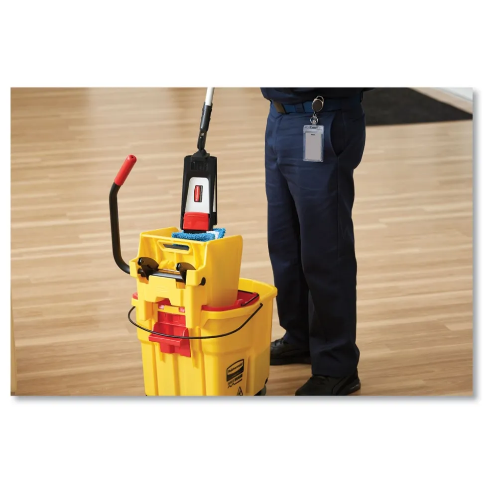 Rubbermaid Commercial FG758888RED WaveBrake 2.0 35 qt. Side-Press Plastic Bucket/Wringer Combos - Red