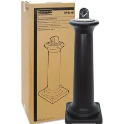 Rubbermaid Commercial FG9W3000BLA GroundsKeeper Tuscan 13 in. x 13 in. x 38.38 in. Receptacle - Black