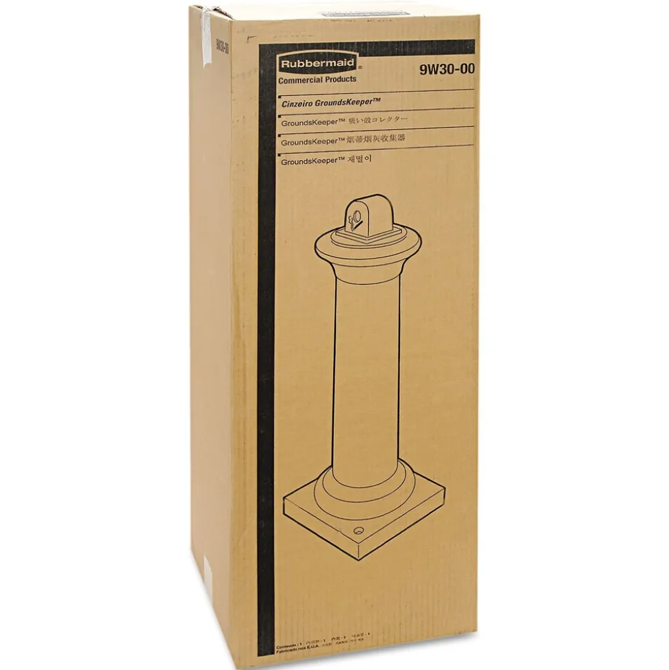 Rubbermaid Commercial FG9W3000BLA GroundsKeeper Tuscan 13 in. x 13 in. x 38.38 in. Receptacle - Black