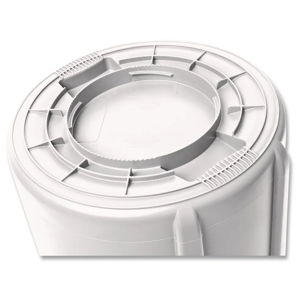 Rubbermaid Commercial FG261000WHT 10 gal. Vented Round Plastic Brute Container - White