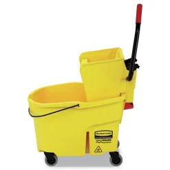 Rubbermaid Commercial FG618688YEL 44 qt. WaveBrake 2.0 Side-Press Plastic Bucket/Wringer Combos - Yellow