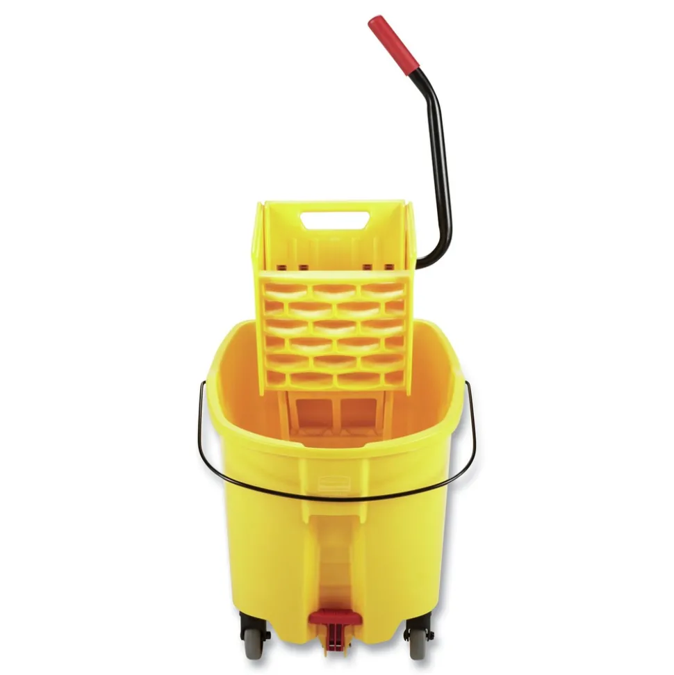 Rubbermaid Commercial FG618688YEL 44 qt. WaveBrake 2.0 Side-Press Plastic Bucket/Wringer Combos - Yellow